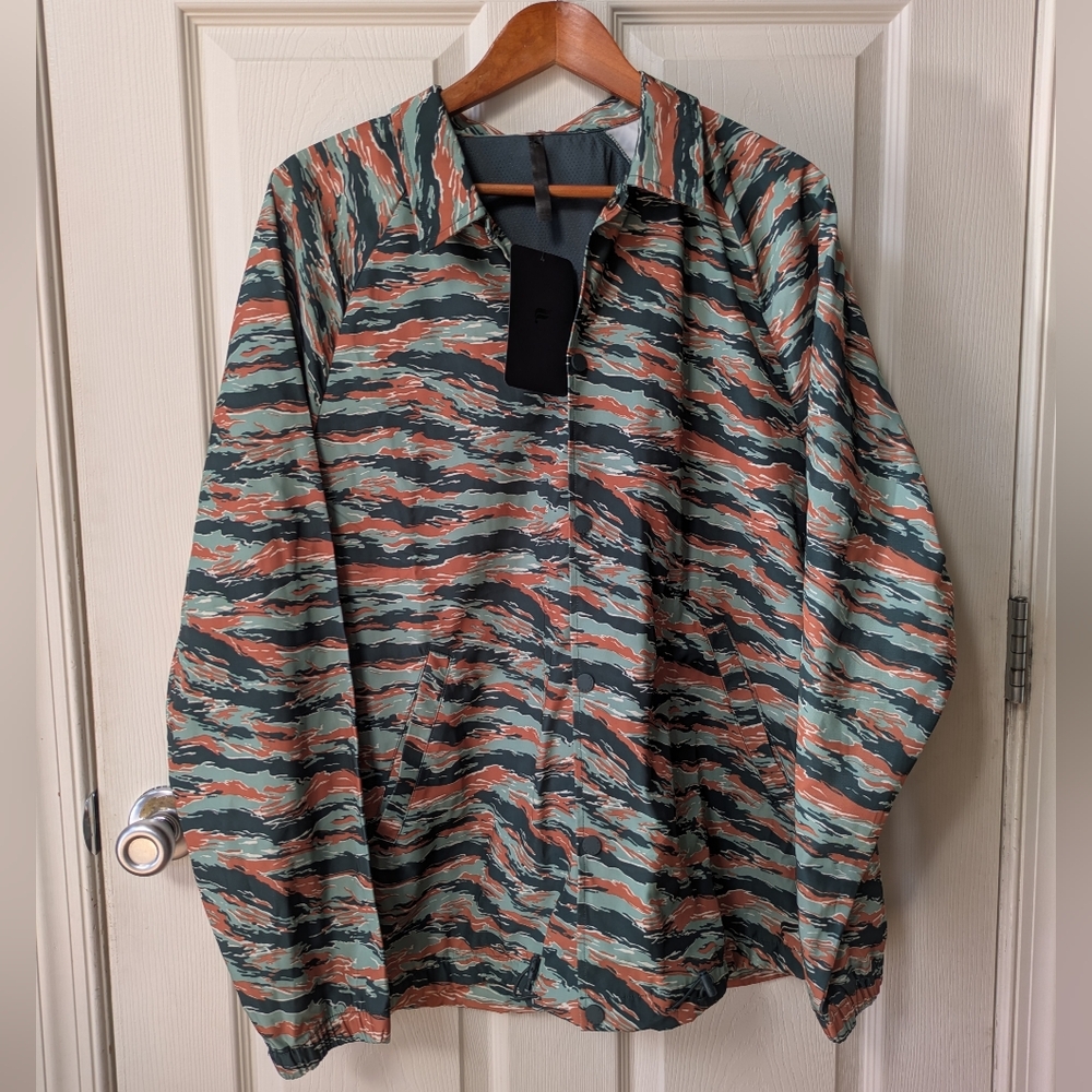 FABLETICS The Only Coaches Jacket Green Orange Tiger Camo Print Water-Resistant - Picture 9 of 13
